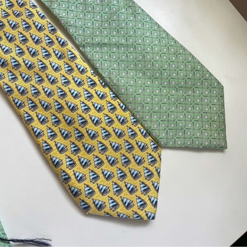 Vineyard Vines Bundle Two Silk Ties Preppy Sailboats Golf Martha’s Vineyard